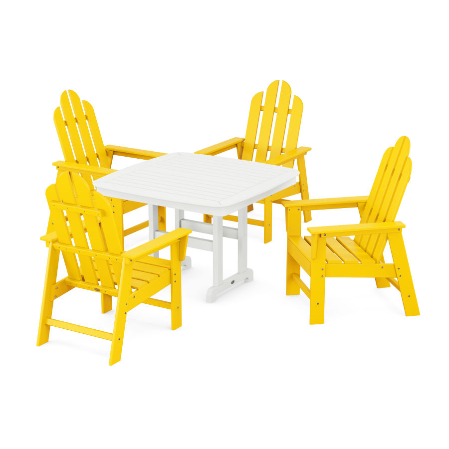 POLYWOOD Long Island 5-Piece Dining Set with Trestle Legs in Lemon / White