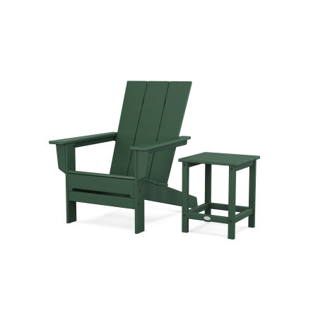 POLYWOOD Modern Studio Adirondack Chair with Side Table in Green