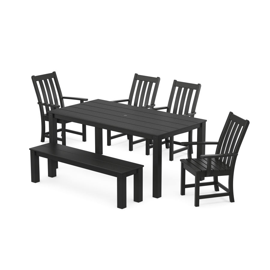 POLYWOOD Vineyard 6-Piece Parsons Dining Set with Bench in Black