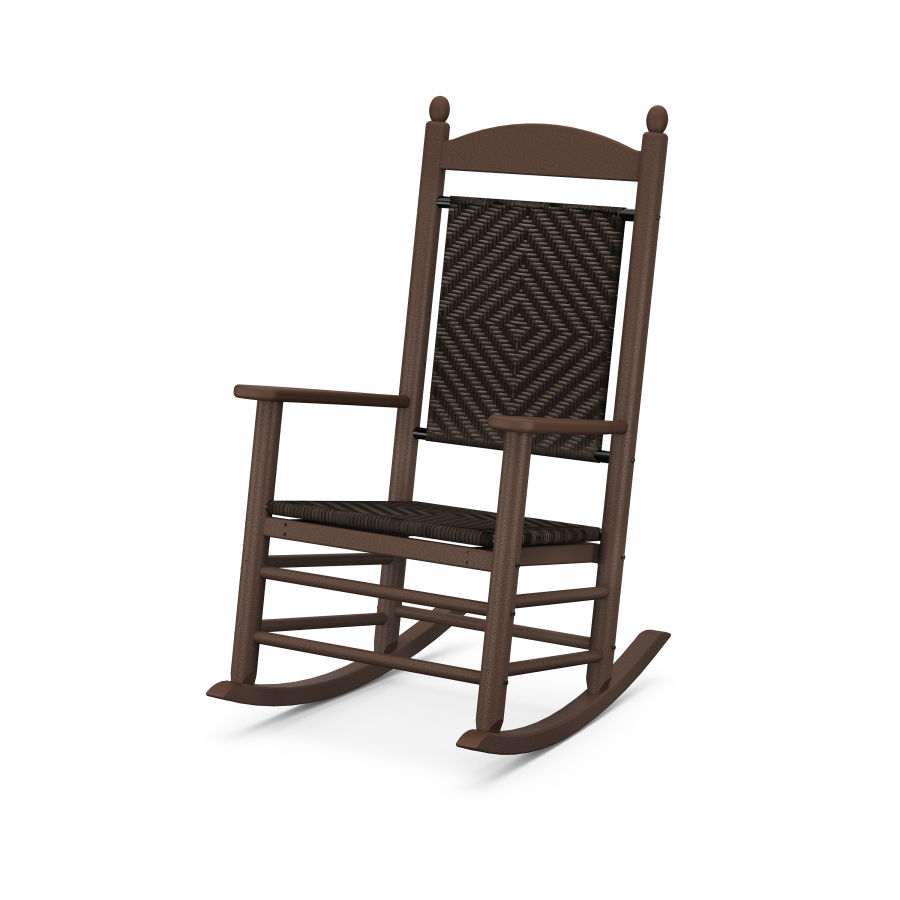 POLYWOOD Jefferson Woven Rocking Chair in Mahogany Frame / Cahaba