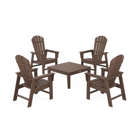 POLYWOOD 5-Piece South Beach Casual Chair Conversation Set with 36" Conversation Table in Mahogany