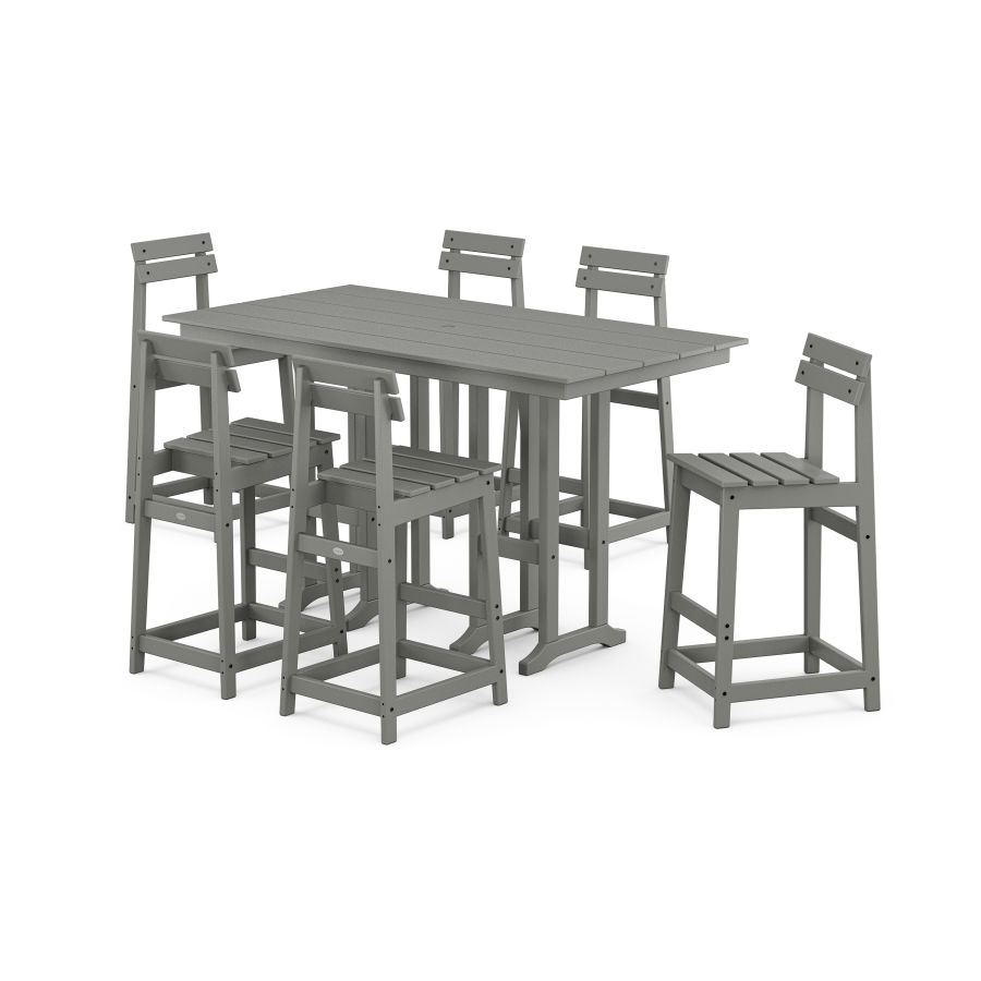 POLYWOOD Modern Studio Plaza Bar Chair 7-Piece Set in Slate Grey