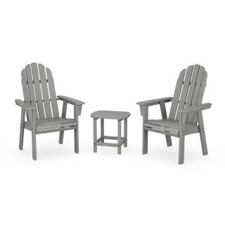 POLYWOOD Vineyard 3-Piece Curveback Upright Adirondack Chair Set