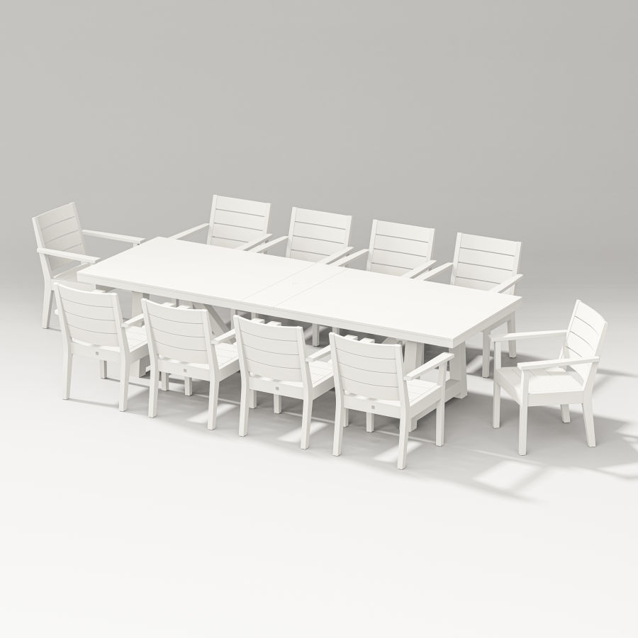 POLYWOOD Latitude 11-Piece A-Frame Table Dining Set in Vintage White