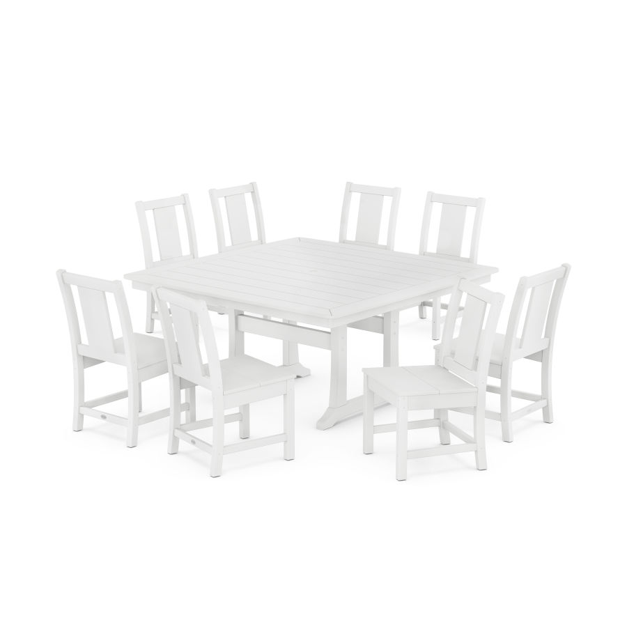POLYWOOD Prairie Side Chair 9-Piece Square Dining Set with Trestle Legs in White