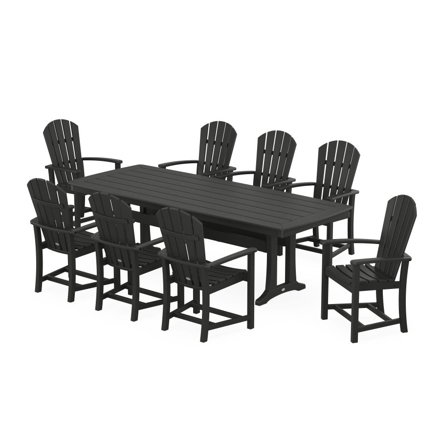 POLYWOOD Palm Coast 9-Piece Dining Set with Trestle Legs in Black