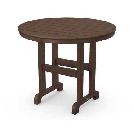 POLYWOOD 36" Round Farmhouse Dining Table in Mahogany