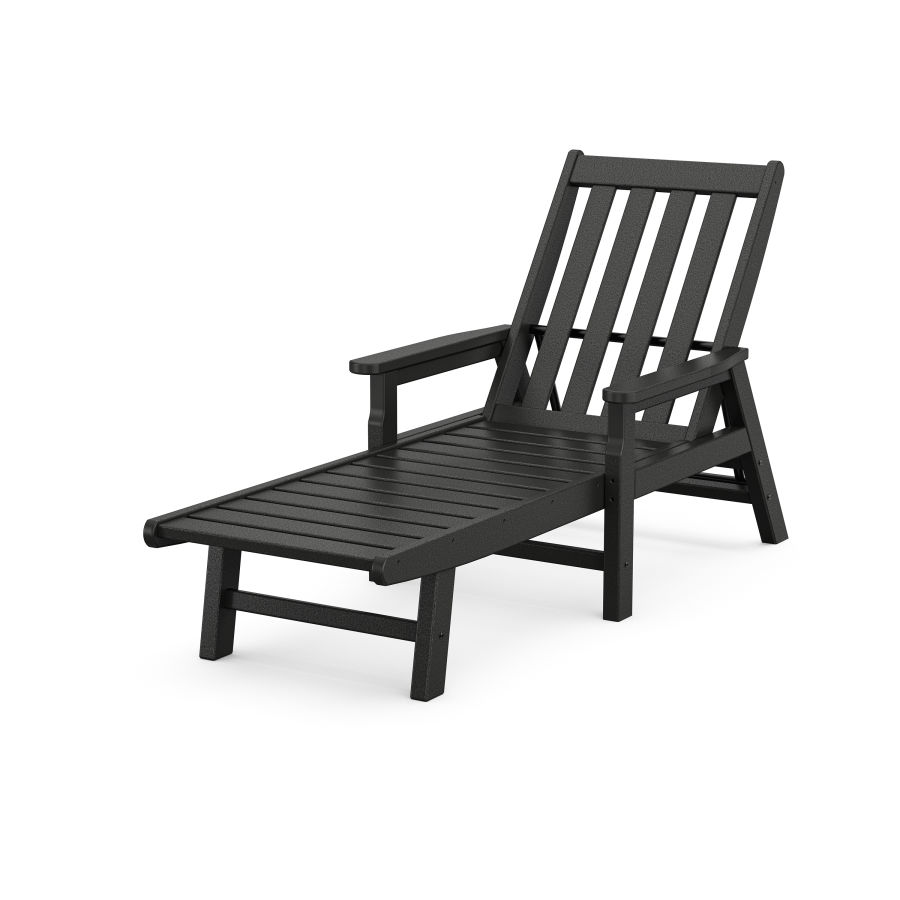 POLYWOOD Vineyard Chaise with Arms in Black