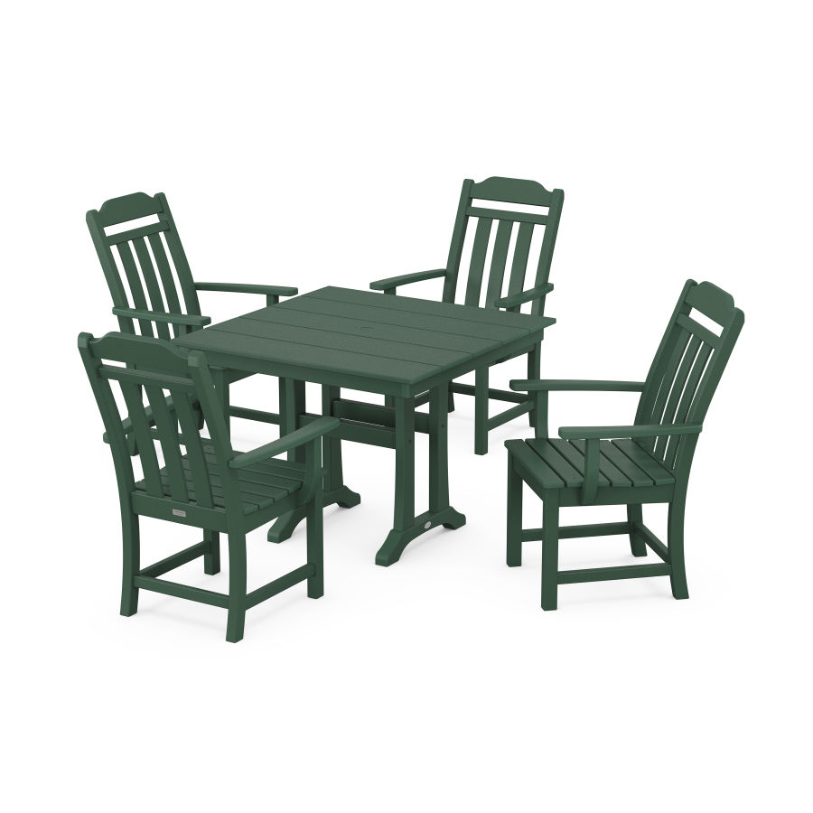 POLYWOOD Country Living 5-Piece Farmhouse Dining Set with Trestle Legs in Green