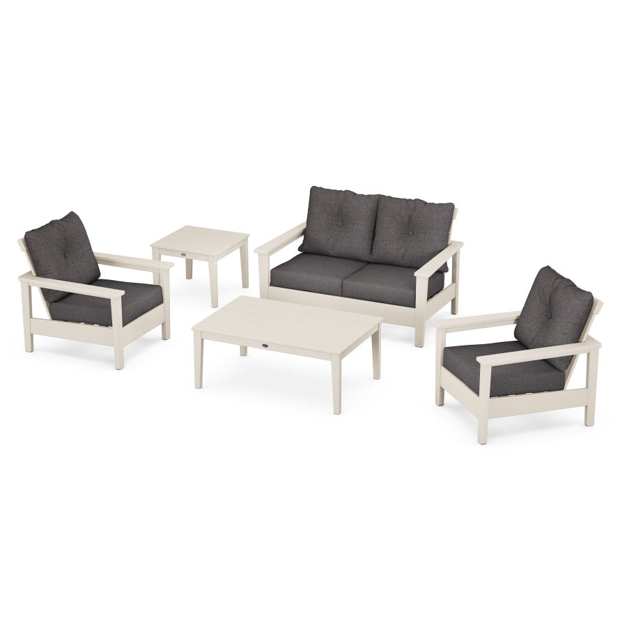 POLYWOOD Prescott 5-Piece Deep Seating Set in Sand / Antler Charcoal