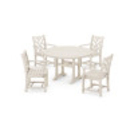 Chippendale 5-Piece Nautical Trestle Dining Arm Chair Set in Sand