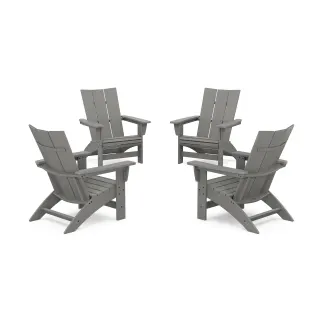 POLYWOOD 4-Piece Modern Grand Adirondack Chair Conversation Set