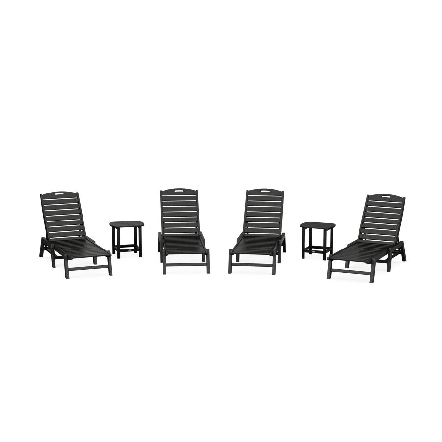 POLYWOOD Nautical Chaise 6-Piece Set in Black