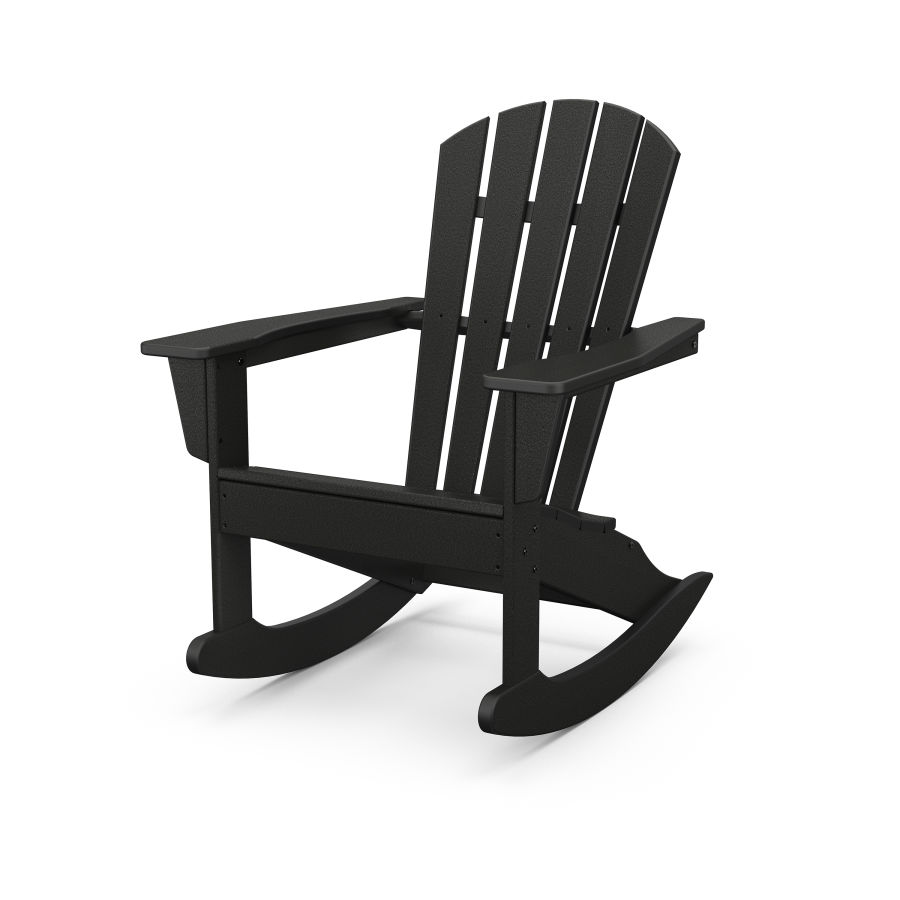 POLYWOOD Palm Coast Adirondack Rocking Chair in Black