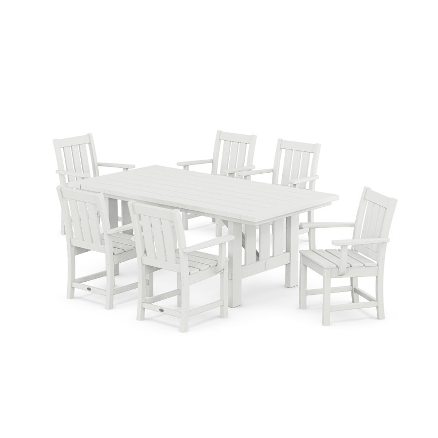 POLYWOOD Oxford Arm Chair 7-Piece Mission Dining Set in White