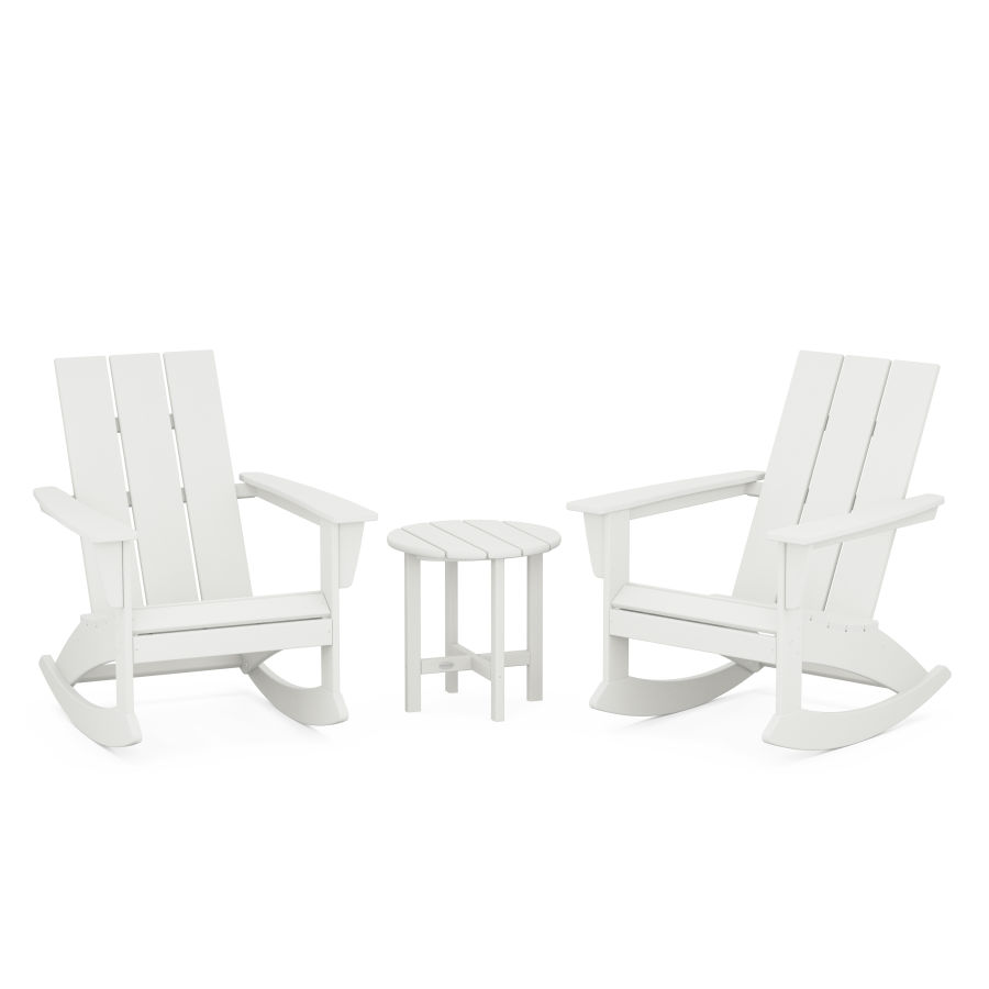 POLYWOOD Modern 3-Piece Adirondack Rocking Chair Set in Vintage White