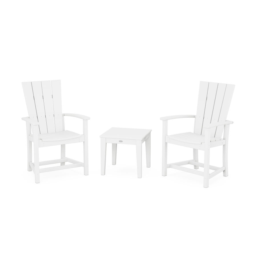 POLYWOOD Quattro 3-Piece Upright Adirondack Chair Set in White