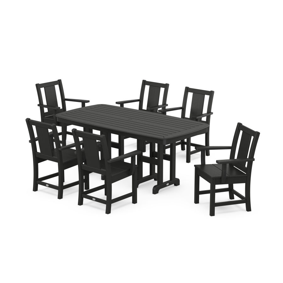 POLYWOOD Prairie Arm Chair 7-Piece Dining Set in Black