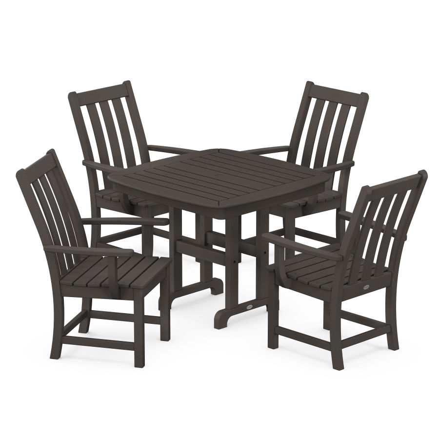 POLYWOOD Vineyard 5-Piece Arm Chair Dining Set in Vintage Coffee
