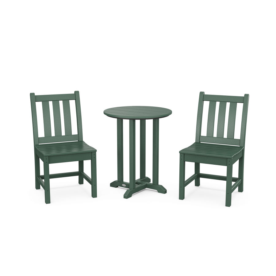 POLYWOOD Traditional Garden Side Chair 3-Piece Round Dining Set in Green