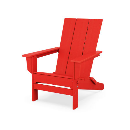 POLYWOOD Modern Studio Folding Adirondack Chair in Sunset Red
