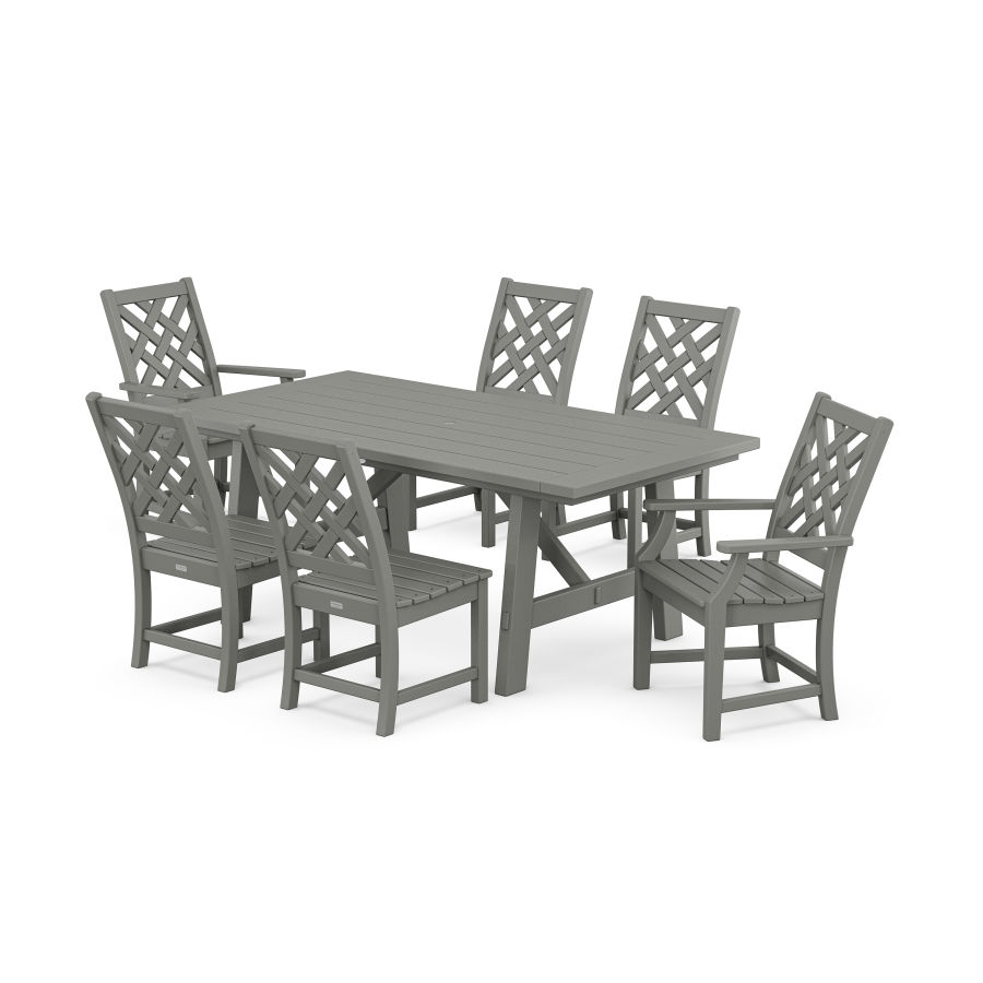 POLYWOOD Wovendale 7-Piece Rustic Farmhouse Dining Set in Slate Grey