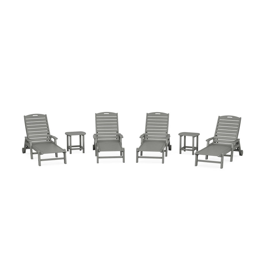 POLYWOOD Nautical Chaise 6-Piece Set with Arms & Wheels