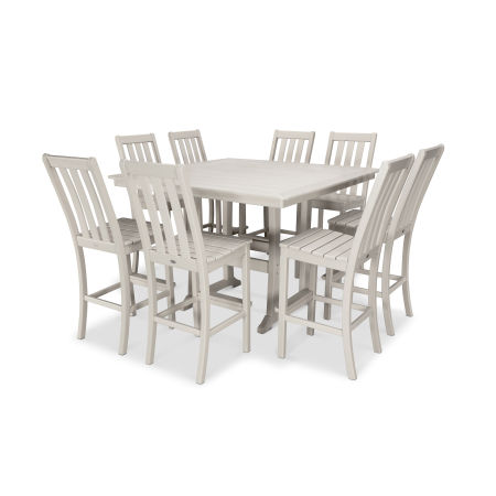POLYWOOD Vineyard 9-Piece Nautical Trestle Bar Set in Sand