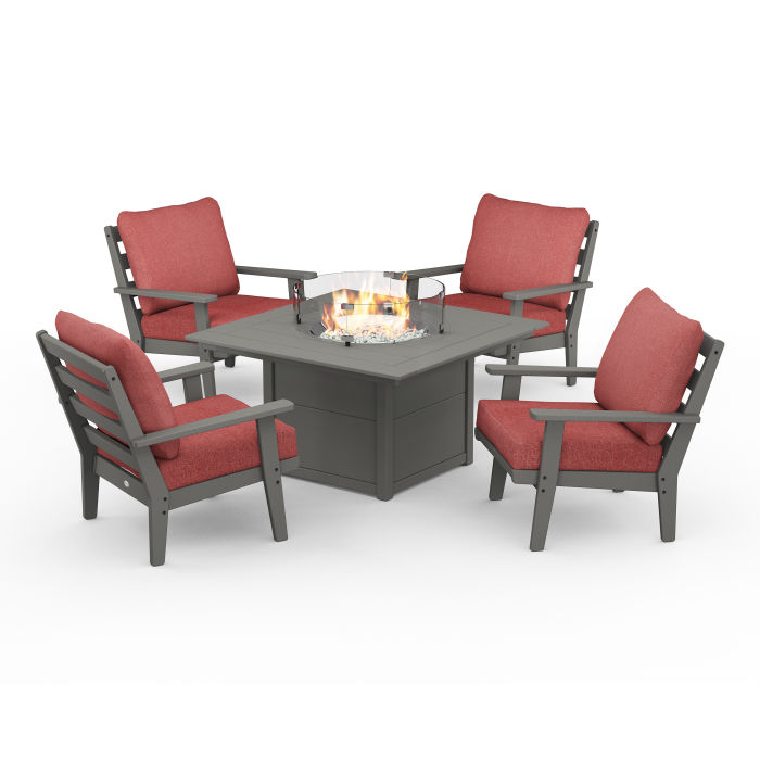 Grant Park 5-Piece Deep Seating Conversation Set with Fire Pit Table