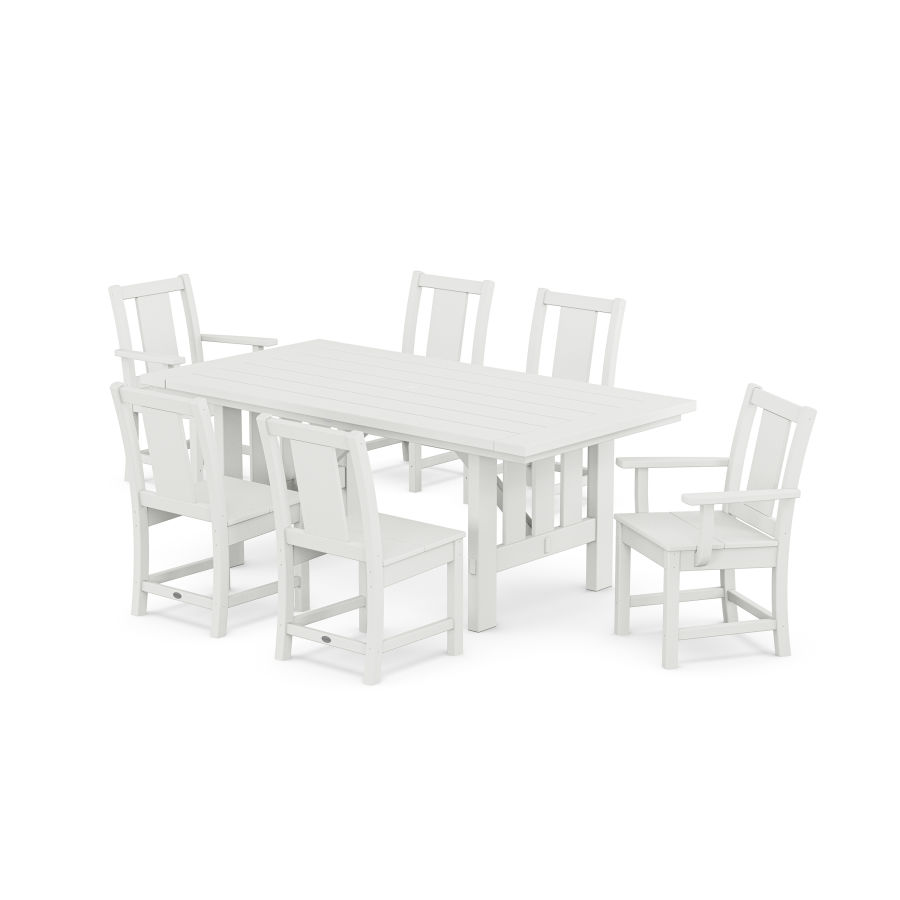 POLYWOOD Prairie 7-Piece Dining Set with Mission Table in White