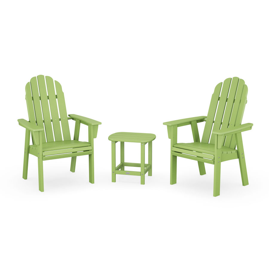 POLYWOOD Vineyard 3-Piece Curveback Upright Adirondack Chair Set in Lime
