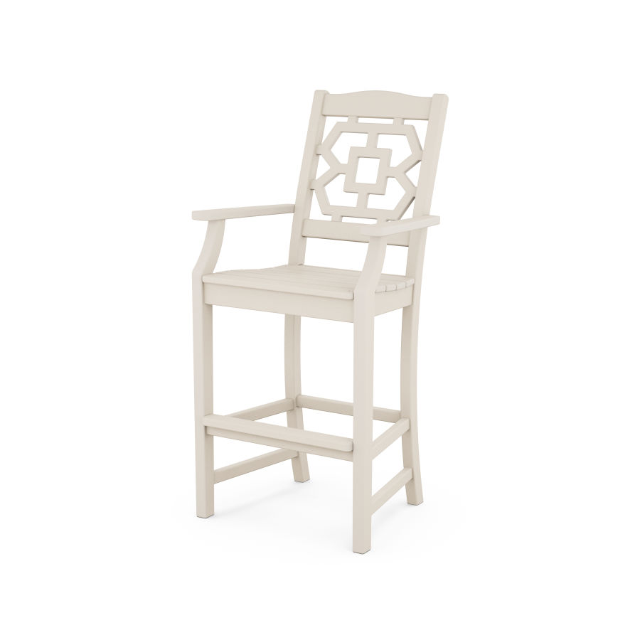 POLYWOOD Chinoiserie Bar Arm Chair in Sand