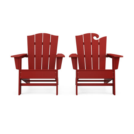 Wave 2-Piece Adirondack Chair Set with The Crest Chair in Crimson Red
