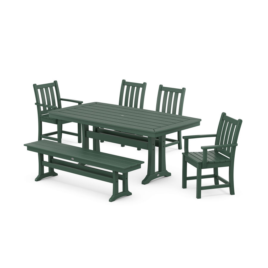 POLYWOOD Traditional Garden 6-Piece Dining Set with Trestle Legs in Green