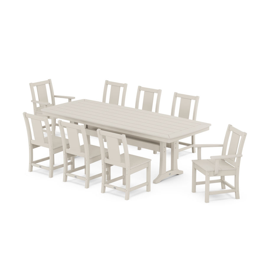 POLYWOOD Prairie 9-Piece Dining Set with Trestle Legs in Sand