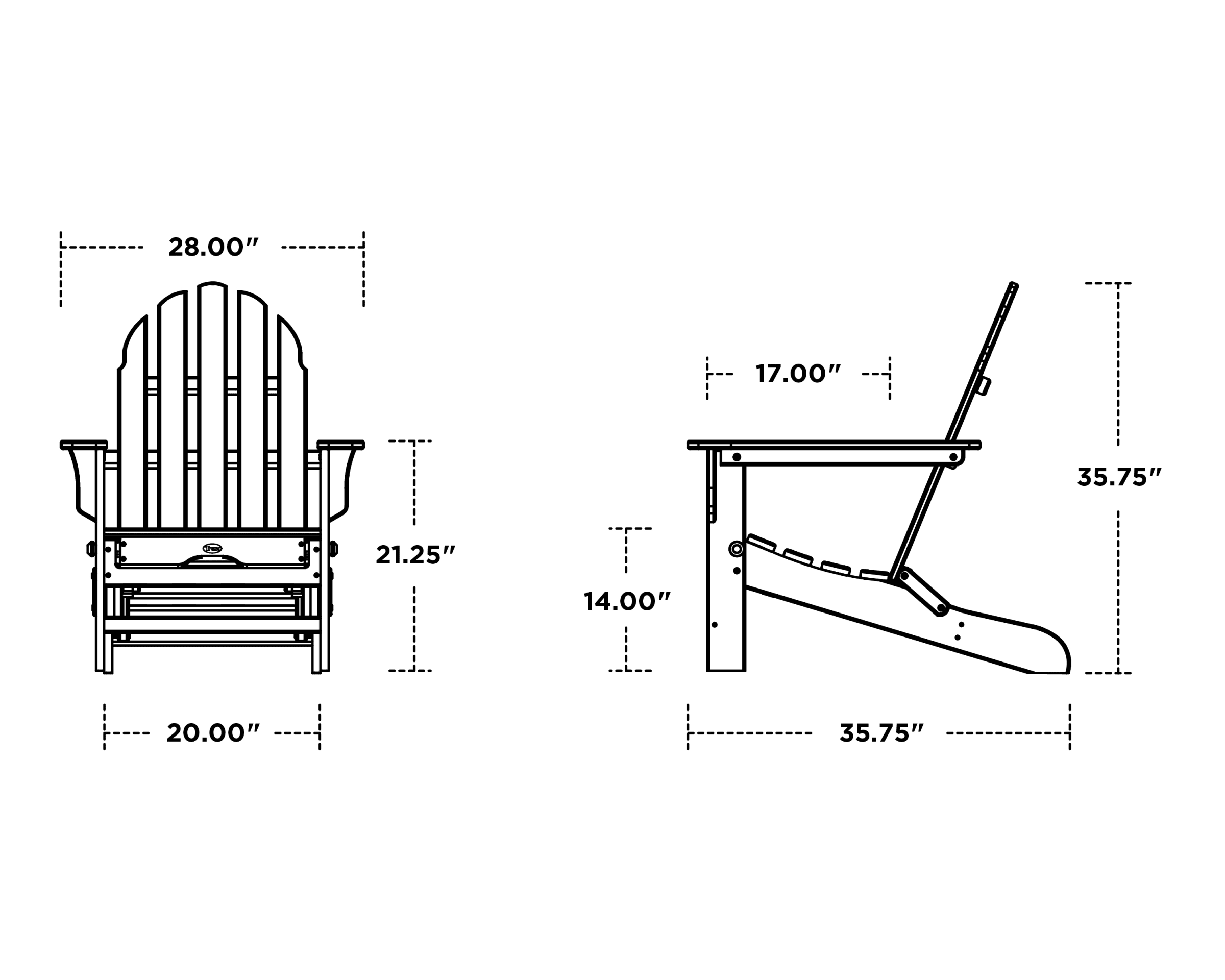 Dimensions for Cape Cod Ultimate Adirondack