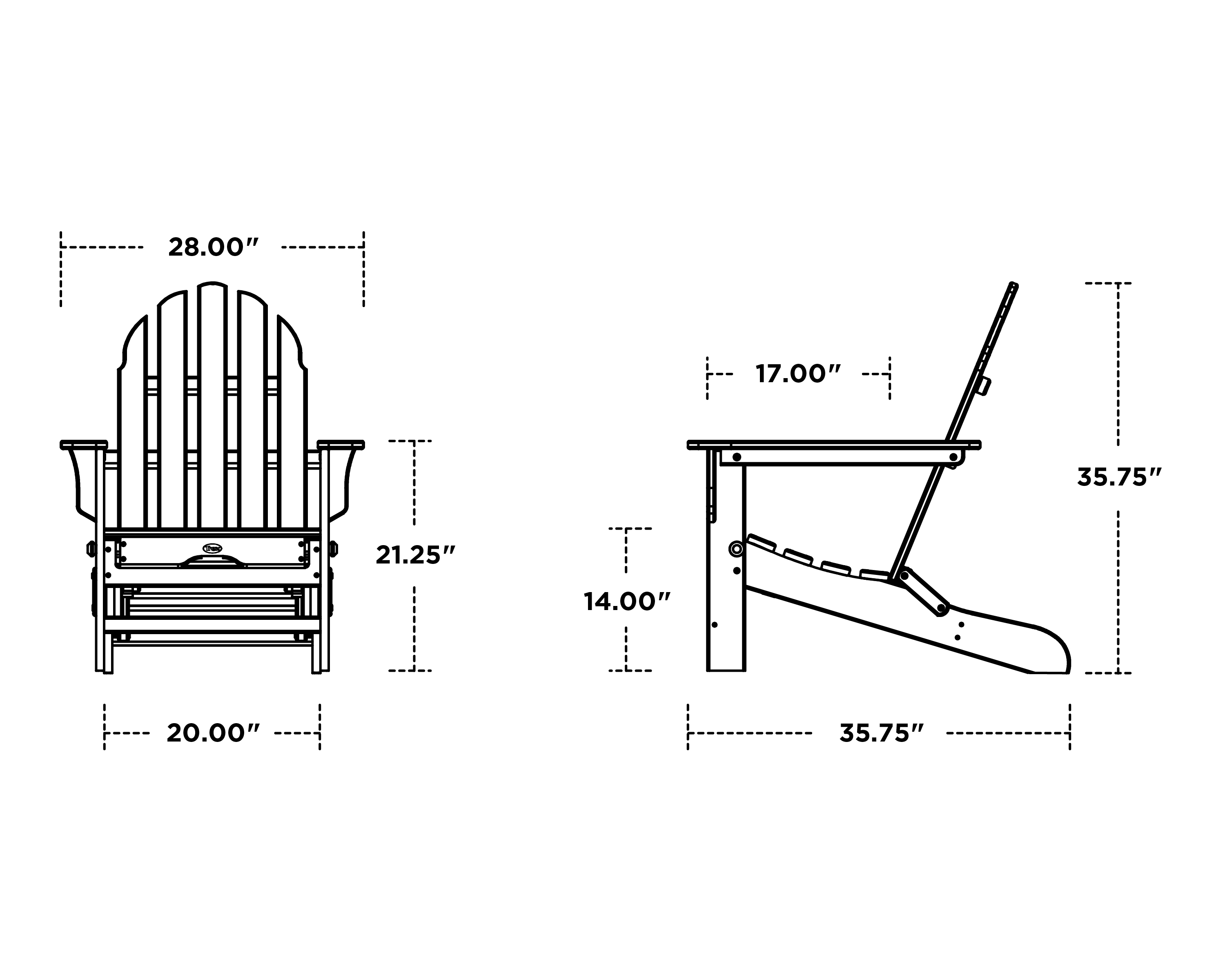 Dimensions for Cape Cod Ultimate Adirondack