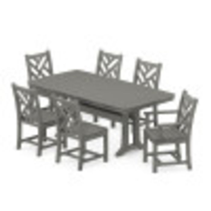POLYWOOD Chippendale 7-Piece Nautical Trestle Dining Set