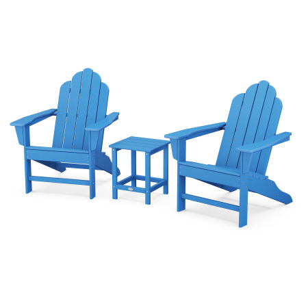 POLYWOOD Long Island Adirondack 3-Piece Set in Pacific Blue
