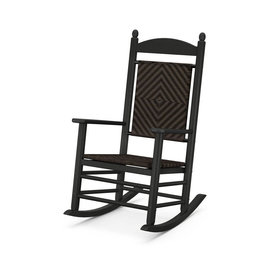 POLYWOOD Jefferson Woven Rocking Chair in Black Frame / Cahaba