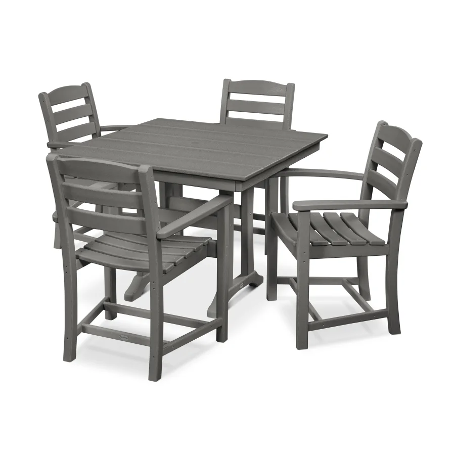 POLYWOOD La Casa Café 5-Piece Farmhouse Trestle Arm Chair Dining Set