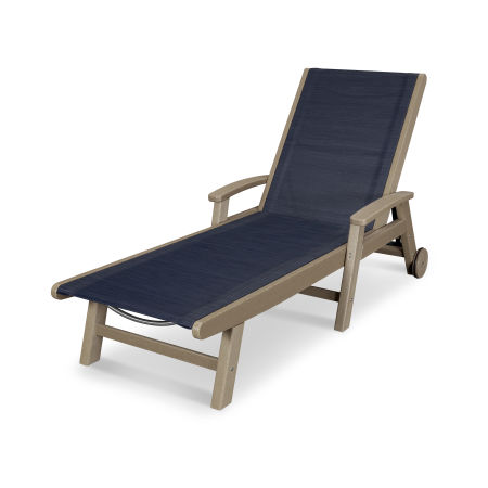 Coastal Chaise with Wheels in Vintage Sahara / Sapphire Sling