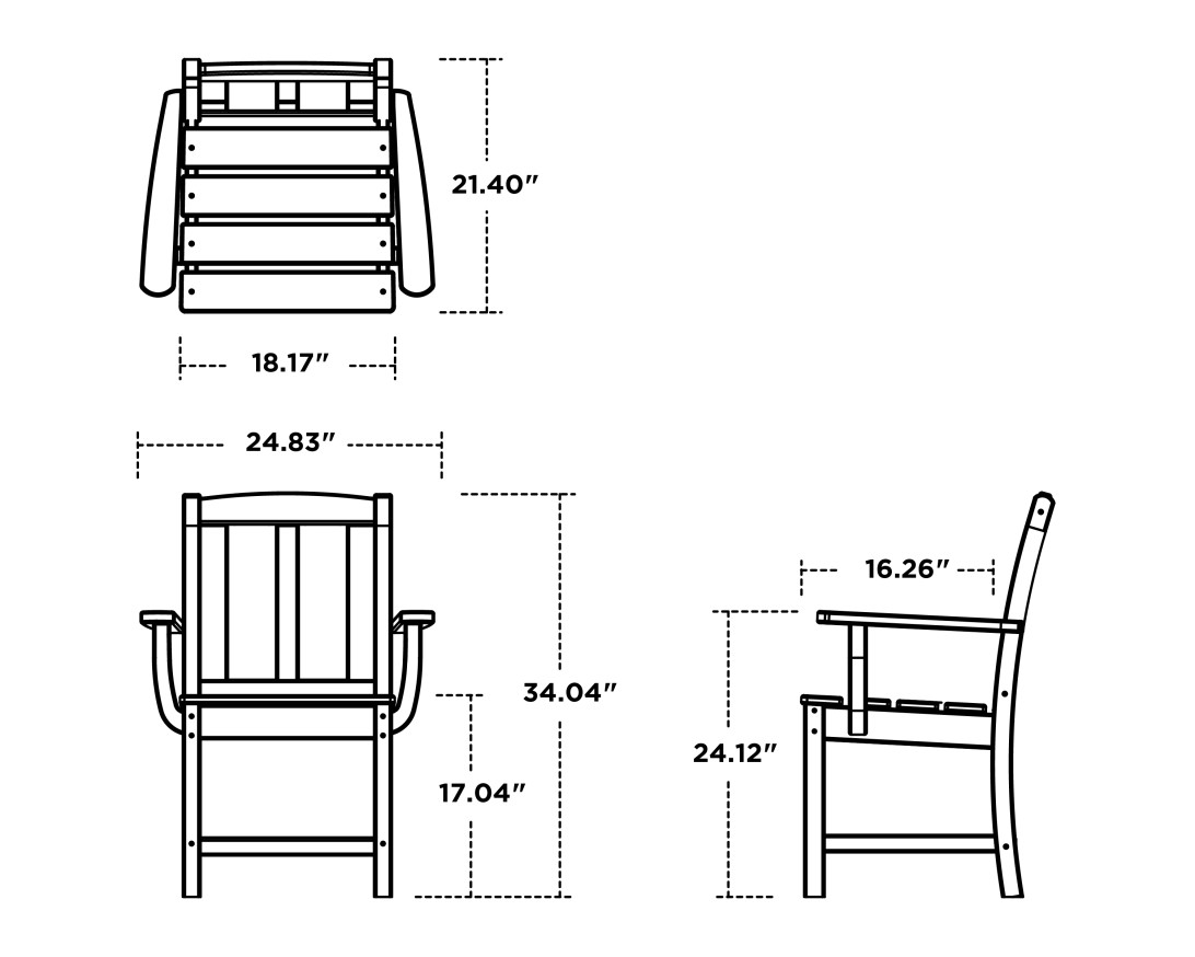 Dimensions for Mission Dining Arm Chair