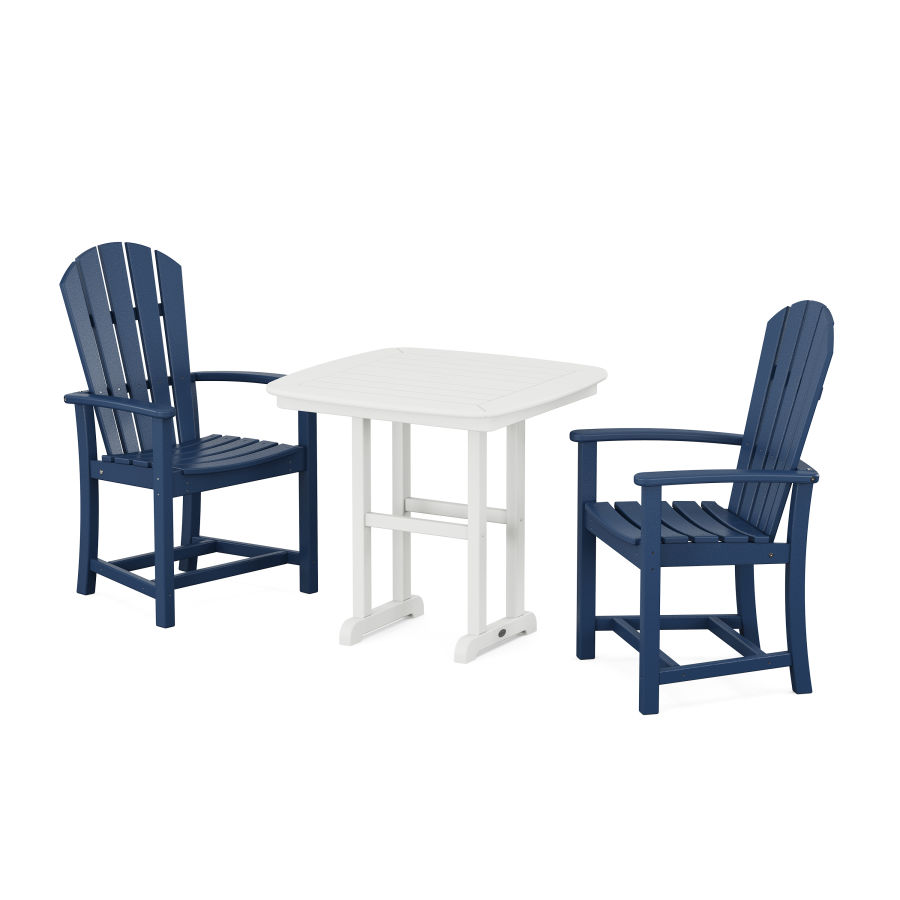 POLYWOOD Palm Coast 3-Piece Dining Set in Navy / White