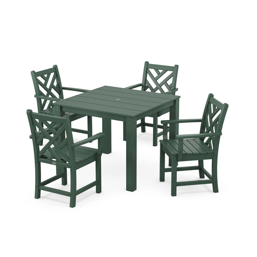 POLYWOOD Chippendale 5-Piece Parsons Dining Set in Green