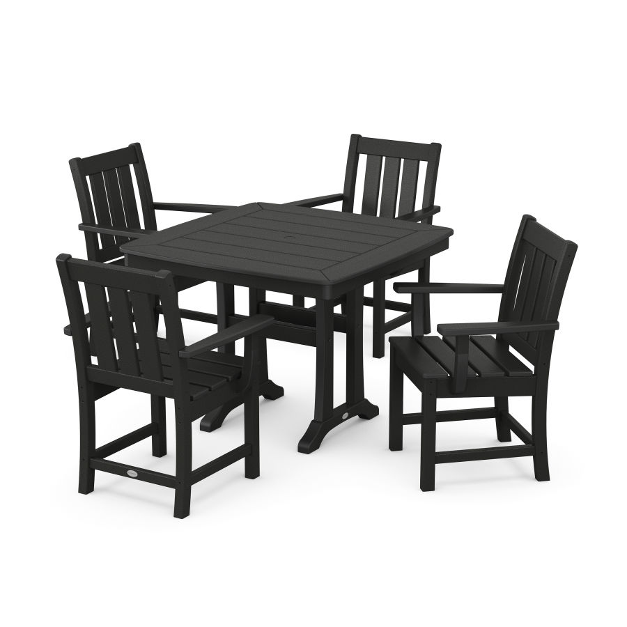 POLYWOOD Oxford 5-Piece Dining Set with Trestle Legs in Black