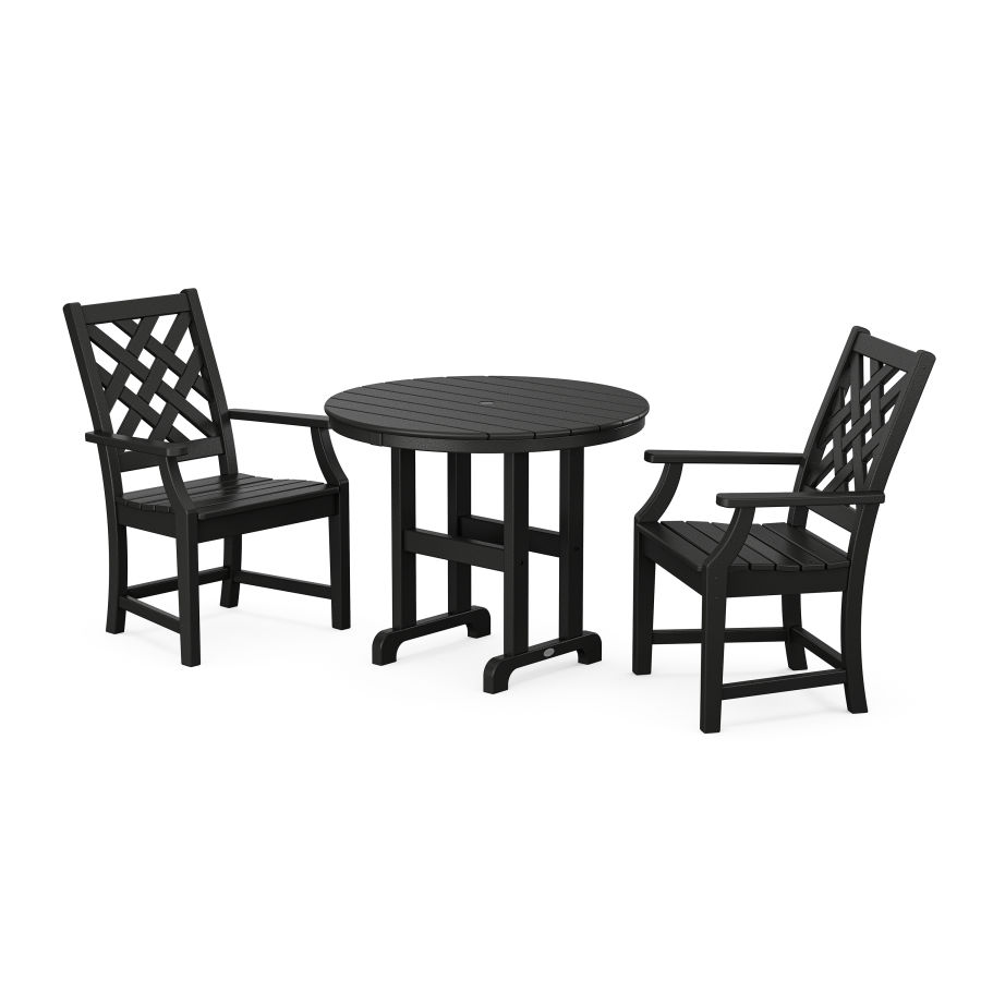 POLYWOOD Wovendale 3-Piece Farmhouse Dining Set in Black