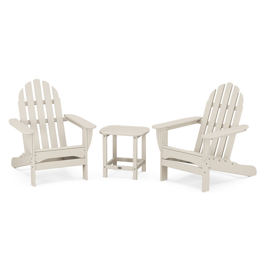 POLYWOOD Classic Adirondack 3-Piece Set with South Beach 18" Side Table in Sand