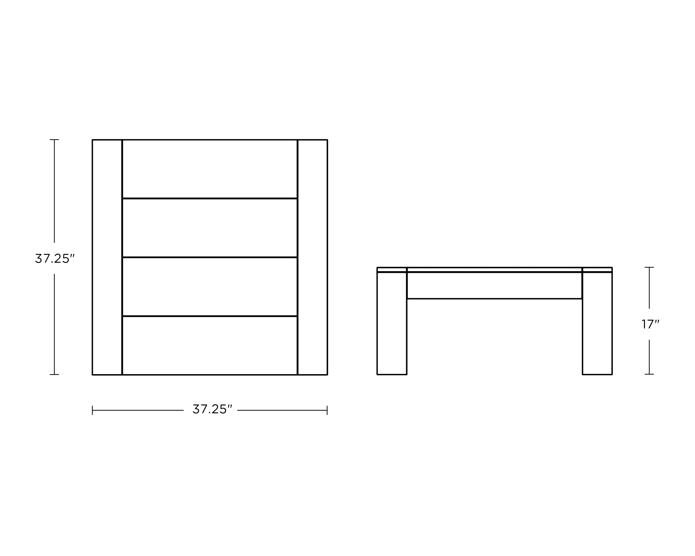 Dimensions for Latitude Square Coffee Table