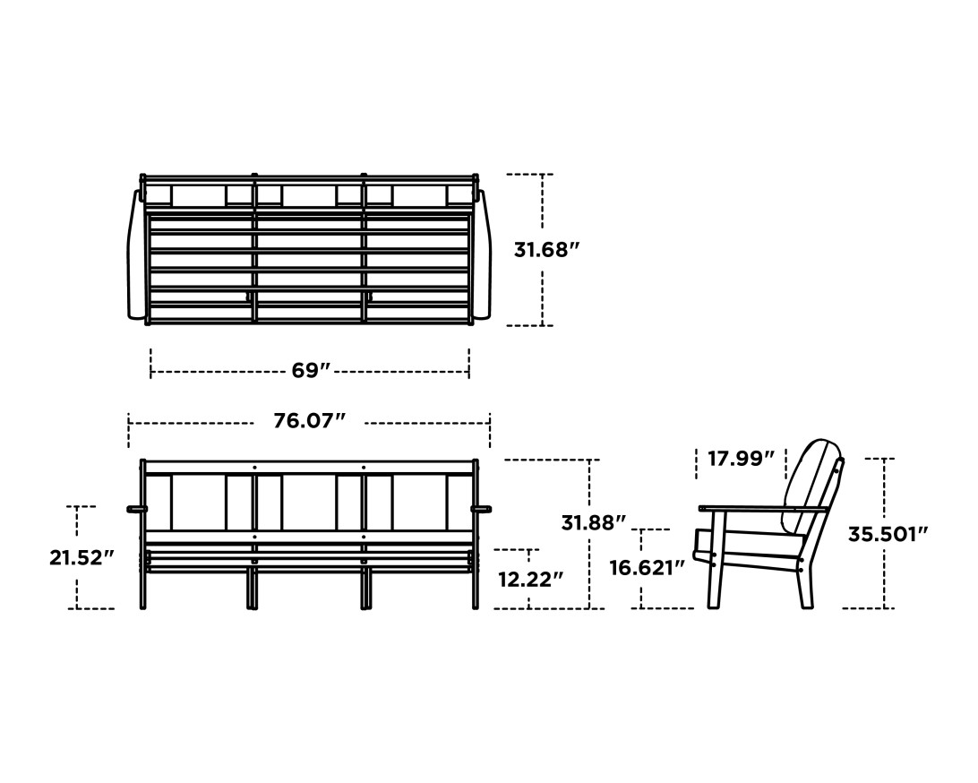 Dimensions for Prairie Deep Seating Sofa